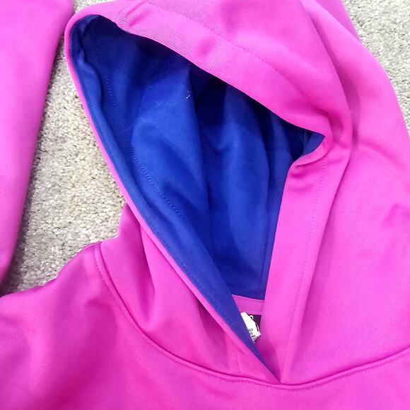 Under Armour Hoodie Youth Large Loose Fit Purple Blue Spell‎ Out Athleisure - Picture 11 of 11